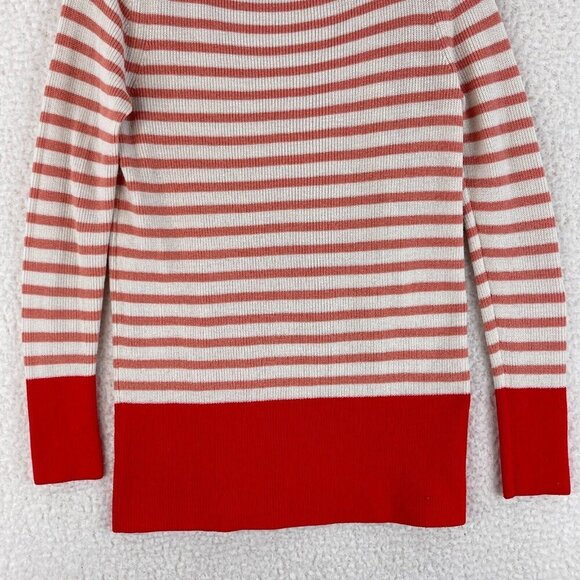 Ann Taylor LOFT Orange Striped Knit Pullover Sweater Womens‎ Crew Neck Size M - Picture 13 of 13